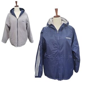 EUC Vintage Adidas men's reversible windbreaker fleece rain jacket coat like new